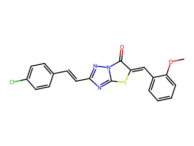 2-[2-(4-Chlorophenyl)ethenyl]-5-[(2-methoxyphenyl)methylidene][1,3]thiazolo[3,2-b][1,2,4]triazol-6(5H)-one structure
