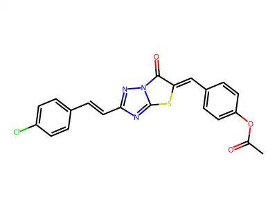 4-({2-[2-(4-Chlorophenyl)ethenyl]-6-oxo[1,3]thiazolo[3,2-b][1,2,4]triazol-5(6H)-ylidene}methyl)phenyl acetate structure