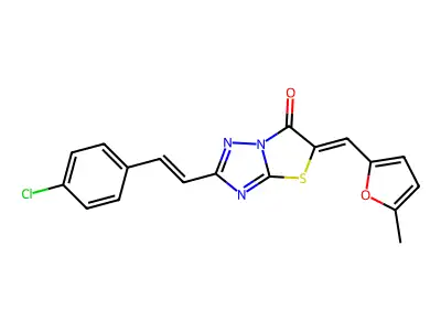2-[2-(4-Chlorophenyl)ethenyl]-5-[(5-methylfuran-2-yl)methylidene][1,3]thiazolo[3,2-b][1,2,4]triazol-6(5H)-one structure