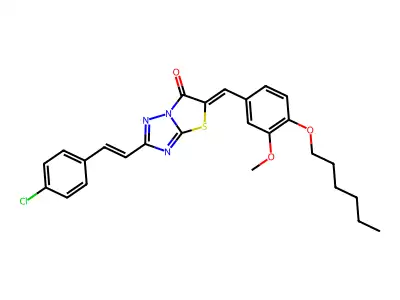 2-[2-(4-Chlorophenyl)ethenyl]-5-{[4-(hexyloxy)-3-methoxyphenyl]methylidene}[1,3]thiazolo[3,2-b][1,2,4]triazol-6(5H)-one structure