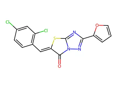 5-[(2,4-Dichlorophenyl)methylidene]-2-(furan-2-yl)[1,3]thiazolo[3,2-b][1,2,4]triazol-6(5H)-one structure
