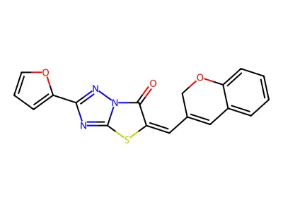 5-(2H-chromen-3-ylmethylidene)-2-(furan-2-yl)-[1,3]thiazolo[3,2-b][1,2,4]triazol-6-one structure