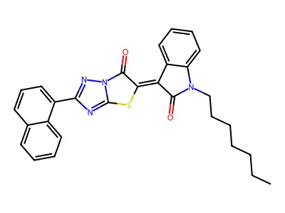 1-Heptyl-3-[2-(naphthalen-1-yl)-6-oxo[1,3]thiazolo[3,2-b][1,2,4]triazol-5(6H)-ylidene]-1,3-dihydro-2H-indol-2-one structure
