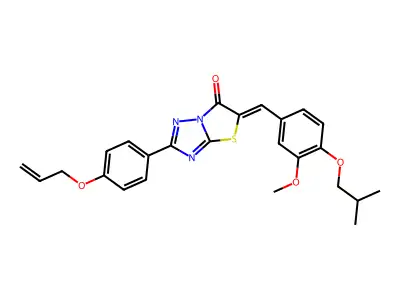 5-{[3-Methoxy-4-(2-methylpropoxy)phenyl]methylidene}-2-{4-[(prop-2-en-1-yl)oxy]phenyl}[1,3]thiazolo[3,2-b][1,2,4]triazol-6(5H)-one structure