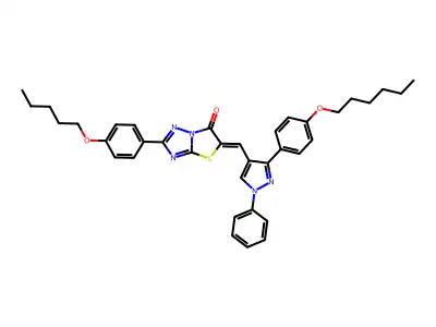 5-({3-[4-(Hexyloxy)phenyl]-1-phenyl-1H-pyrazol-4-yl}methylidene)-2-[4-(pentyloxy)phenyl][1,3]thiazolo[3,2-b][1,2,4]triazol-6(5H)-one structure
