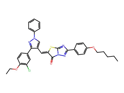 5-{[3-(3-Chloro-4-ethoxyphenyl)-1-phenyl-1H-pyrazol-4-yl]methylidene}-2-[4-(pentyloxy)phenyl][1,3]thiazolo[3,2-b][1,2,4]triazol-6(5H)-one structure