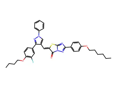 5-{[3-(4-Butoxy-3-fluorophenyl)-1-phenyl-1H-pyrazol-4-yl]methylidene}-2-[4-(hexyloxy)phenyl][1,3]thiazolo[3,2-b][1,2,4]triazol-6(5H)-one structure