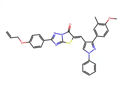 5-{[3-(4-Methoxy-3-methylphenyl)-1-phenyl-1H-pyrazol-4-yl]methylidene}-2-{4-[(prop-2-en-1-yl)oxy]phenyl}[1,3]thiazolo[3,2-b][1,2,4]triazol-6(5H)-one structure