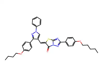 5-{[3-(4-Butoxyphenyl)-1-phenyl-1H-pyrazol-4-yl]methylidene}-2-[4-(pentyloxy)phenyl][1,3]thiazolo[3,2-b][1,2,4]triazol-6(5H)-one structure