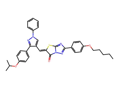 2-(4-pentoxyphenyl)-5-[[1-phenyl-3-(4-propan-2-yloxyphenyl)pyrazol-4-yl]methylidene]-[1,3]thiazolo[3,2-b][1,2,4]triazol-6-one structure