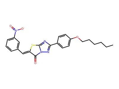 2-[4-(Hexyloxy)phenyl]-5-[(3-nitrophenyl)methylidene][1,3]thiazolo[3,2-b][1,2,4]triazol-6(5H)-one structure