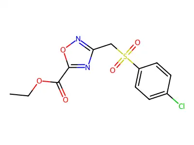 Ethyl 3-{[(4-chlorophenyl)sulfonyl]methyl}-1,2,4-oxadiazole-5-carboxylate structure