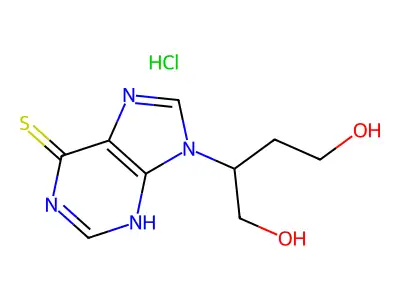 1,4-Butanediol, 2-(6-mercapto-9-purinyl)-, hydrochloride structure