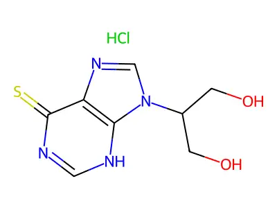 9H-Purine-6-thiol, 9-(1,3-dihydroxy-2-propyl)-, hydrochloride structure