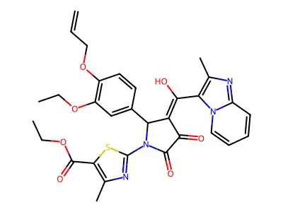 ethyl 2-[2-(3-ethoxy-4-prop-2-enoxyphenyl)-3-[hydroxy-(2-methylimidazo[1,2-a]pyridin-3-yl)methylidene]-4,5-dioxopyrrolidin-1-yl]-4-methyl-1,3-thiazole-5-carboxylate structure