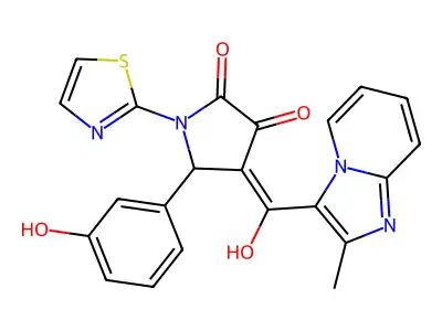 4-[Hydroxy(2-methylimidazo[1,2-a]pyridin-3-yl)methylidene]-5-(3-hydroxyphenyl)-1-(1,3-thiazol-2-yl)pyrrolidine-2,3-dione structure