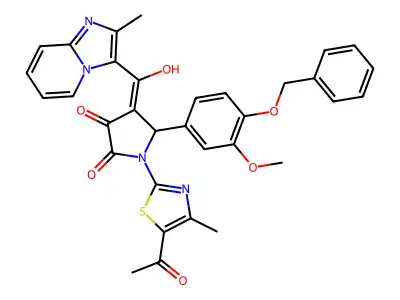 1-(5-Acetyl-4-methyl-1,3-thiazol-2-yl)-5-[4-(benzyloxy)-3-methoxyphenyl]-4-[hydroxy(2-methylimidazo[1,2-a]pyridin-3-yl)methylidene]pyrrolidine-2,3-dione structure