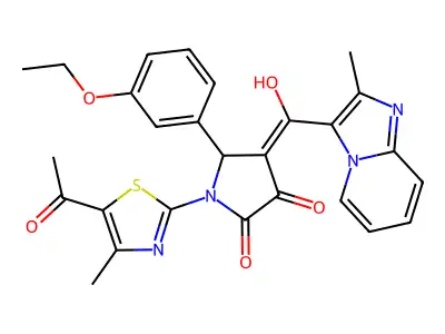 1-(5-Acetyl-4-methyl-1,3-thiazol-2-yl)-5-(3-ethoxyphenyl)-4-[hydroxy(2-methylimidazo[1,2-a]pyridin-3-yl)methylidene]pyrrolidine-2,3-dione structure