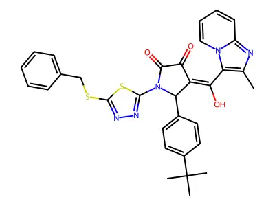 1-[5-(Benzylsulfanyl)-1,3,4-thiadiazol-2-yl]-5-(4-tert-butylphenyl)-4-[hydroxy(2-methylimidazo[1,2-a]pyridin-3-yl)methylidene]pyrrolidine-2,3-dione structure