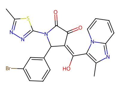 5-(3-bromophenyl)-4-[hydroxy-(2-methylimidazo[1,2-a]pyridin-3-yl)methylidene]-1-(5-methyl-1,3,4-thiadiazol-2-yl)pyrrolidine-2,3-dione structure