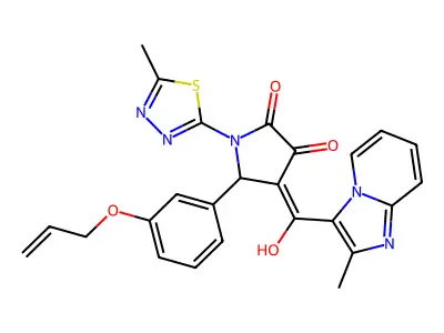 4-[Hydroxy(2-methylimidazo[1,2-a]pyridin-3-yl)methylidene]-1-(5-methyl-1,3,4-thiadiazol-2-yl)-5-{3-[(prop-2-en-1-yl)oxy]phenyl}pyrrolidine-2,3-dione structure