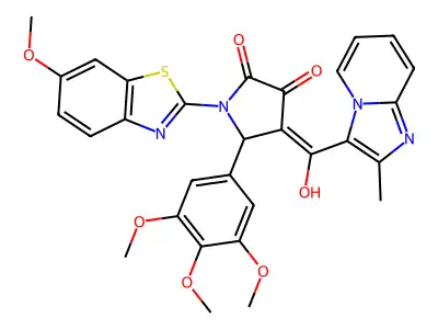 4-[Hydroxy(2-methylimidazo[1,2-a]pyridin-3-yl)methylidene]-1-(6-methoxy-1,3-benzothiazol-2-yl)-5-(3,4,5-trimethoxyphenyl)pyrrolidine-2,3-dione structure