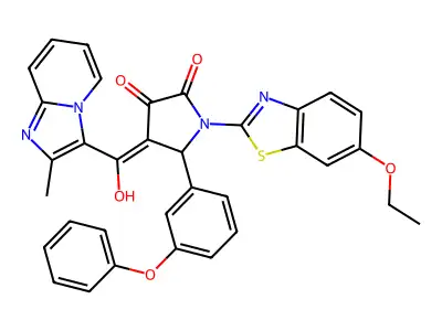 1-(6-ethoxy-1,3-benzothiazol-2-yl)-4-[hydroxy-(2-methylimidazo[1,2-a]pyridin-3-yl)methylidene]-5-(3-phenoxyphenyl)pyrrolidine-2,3-dione structure