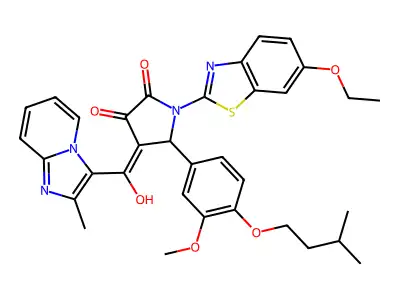 1-(6-Ethoxy-1,3-benzothiazol-2-yl)-4-[hydroxy(2-methylimidazo[1,2-a]pyridin-3-yl)methylidene]-5-[3-methoxy-4-(3-methylbutoxy)phenyl]pyrrolidine-2,3-dione structure