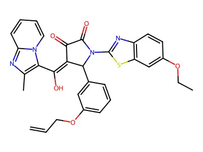 1-(6-ethoxy-1,3-benzothiazol-2-yl)-4-[hydroxy-(2-methylimidazo[1,2-a]pyridin-3-yl)methylidene]-5-(3-prop-2-enoxyphenyl)pyrrolidine-2,3-dione structure