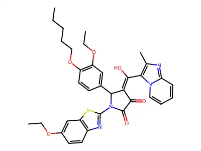 1-(6-Ethoxy-1,3-benzothiazol-2-yl)-5-[3-ethoxy-4-(pentyloxy)phenyl]-4-[hydroxy(2-methylimidazo[1,2-a]pyridin-3-yl)methylidene]pyrrolidine-2,3-dione structure