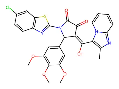 1-(6-chloro-1,3-benzothiazol-2-yl)-4-[hydroxy-(2-methylimidazo[1,2-a]pyridin-3-yl)methylidene]-5-(3,4,5-trimethoxyphenyl)pyrrolidine-2,3-dione structure