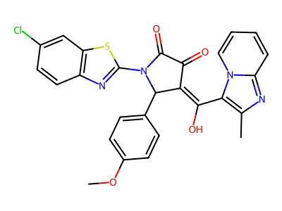 1-(6-chloro-1,3-benzothiazol-2-yl)-4-[hydroxy-(2-methylimidazo[1,2-a]pyridin-3-yl)methylidene]-5-(4-methoxyphenyl)pyrrolidine-2,3-dione structure