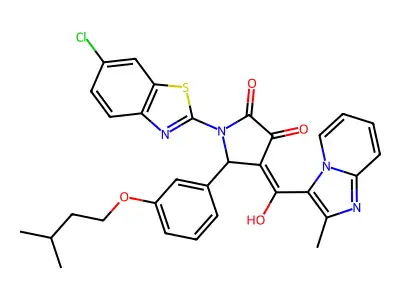 1-(6-Chloro-1,3-benzothiazol-2-yl)-4-[hydroxy(2-methylimidazo[1,2-a]pyridin-3-yl)methylidene]-5-[3-(3-methylbutoxy)phenyl]pyrrolidine-2,3-dione structure