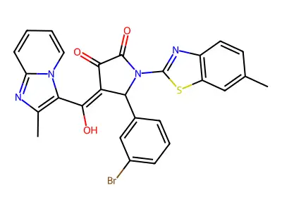 5-(3-Bromophenyl)-4-[hydroxy(2-methylimidazo[1,2-a]pyridin-3-yl)methylidene]-1-(6-methyl-1,3-benzothiazol-2-yl)pyrrolidine-2,3-dione structure