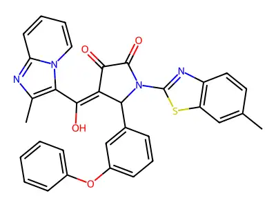 4-[Hydroxy(2-methylimidazo[1,2-a]pyridin-3-yl)methylidene]-1-(6-methyl-1,3-benzothiazol-2-yl)-5-(3-phenoxyphenyl)pyrrolidine-2,3-dione structure