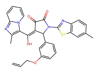 4-[Hydroxy(2-methylimidazo[1,2-a]pyridin-3-yl)methylidene]-1-(6-methyl-1,3-benzothiazol-2-yl)-5-{3-[(prop-2-en-1-yl)oxy]phenyl}pyrrolidine-2,3-dione structure