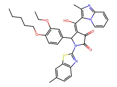 5-[3-Ethoxy-4-(pentyloxy)phenyl]-4-[hydroxy(2-methylimidazo[1,2-a]pyridin-3-yl)methylidene]-1-(6-methyl-1,3-benzothiazol-2-yl)pyrrolidine-2,3-dione structure
