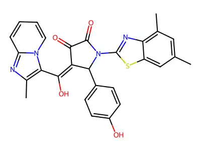 1-(4,6-Dimethyl-1,3-benzothiazol-2-yl)-4-[hydroxy(2-methylimidazo[1,2-a]pyridin-3-yl)methylidene]-5-(4-hydroxyphenyl)pyrrolidine-2,3-dione structure