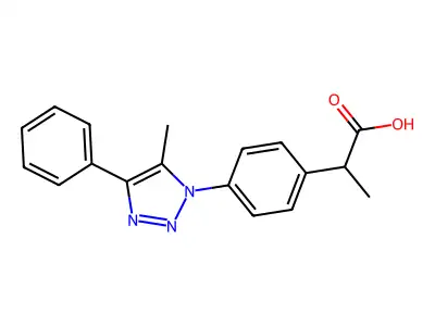 alpha-Methyl-4-(5-methyl-4-phenyl-1H-1,2,3-triazol-1-yl)benzeneacetate structure