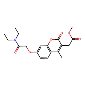 methyl {7-[2-(diethylamino)-2-oxoethoxy]-4-methyl-2-oxo-2H-chromen-3-yl}acetate structure