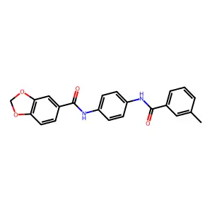 N-[4-[(3-methylbenzoyl)amino]phenyl]-1,3-benzodioxole-5-carboxamide structure
