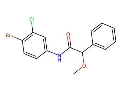 N-(4-bromo-3-chlorophenyl)-2-methoxy-2-phenylacetamide structure