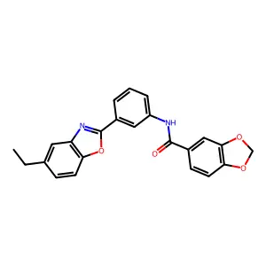 N-[3-(5-ethyl-1,3-benzoxazol-2-yl)phenyl]-1,3-benzodioxole-5-carboxamide structure