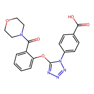 4-[5-[2-(Morpholine-4-carbonyl)phenoxy]tetrazol-1-yl]benzoic acid structure