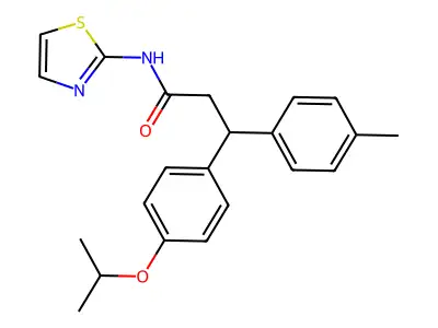 3-(4-methylphenyl)-3-(4-propan-2-yloxyphenyl)-N-(1,3-thiazol-2-yl)propanamide structure