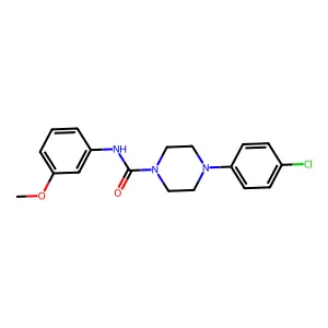 4-(4-chlorophenyl)-N-(3-methoxyphenyl)piperazine-1-carboxamide structure