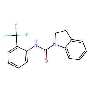 N-[2-(trifluoromethyl)phenyl]-2,3-dihydroindole-1-carboxamide structure