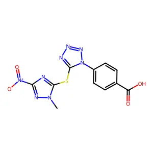 4-[5-[(2-methyl-5-nitro-1,2,4-triazol-3-yl)sulfanyl]tetrazol-1-yl]benzoic Acid structure