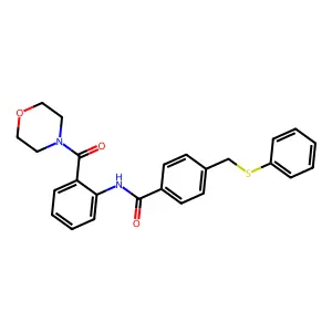 N-[2-(morpholine-4-carbonyl)phenyl]-4-(phenylsulfanylmethyl)benzamide structure