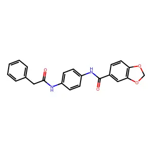 N-[4-[(2-phenylacetyl)amino]phenyl]-1,3-benzodioxole-5-carboxamide structure
